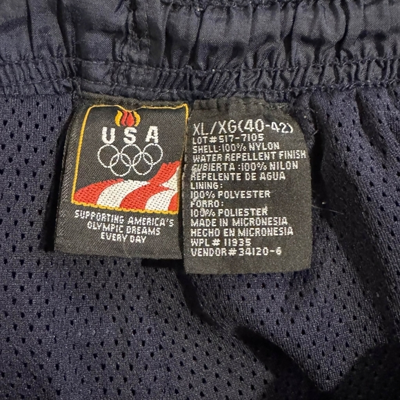 Vintage USA Olympics Navy Blue Lined Track Pants Cargo Pockets Men's XL (40-42) - Picture 8 of 9